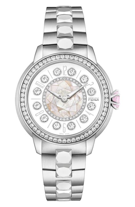 fendi ishine diamond bezel rotating bracelet watch large|Fendi Ishine Stainless Steel & Diamond Bracelet Watch .